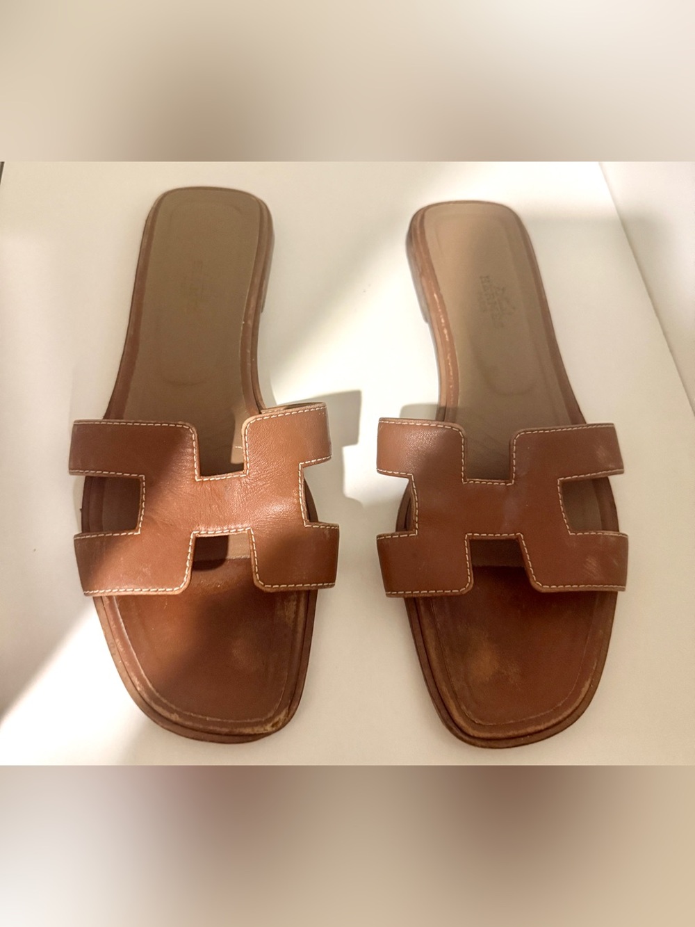 HERMES 8.5 Slide Sandals in Brown